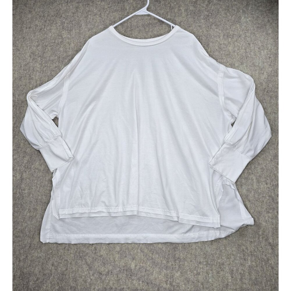 White Long Sleeve XXL Top With Side Slits